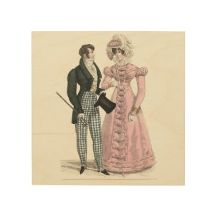 Couple Antique Wedding 1823 Man Woman Fashion Wood Wall Art