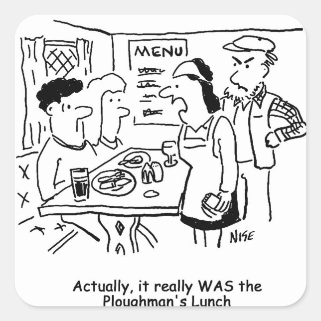 Couple are Told They've Eaten Ploughman's Lunch Square Sticker (Front)