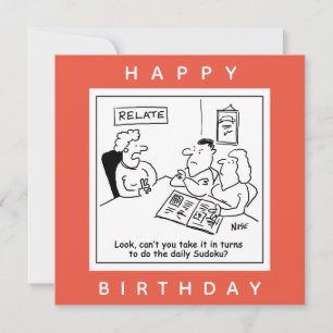 Couple Argue About Sudoku Cartoon Card