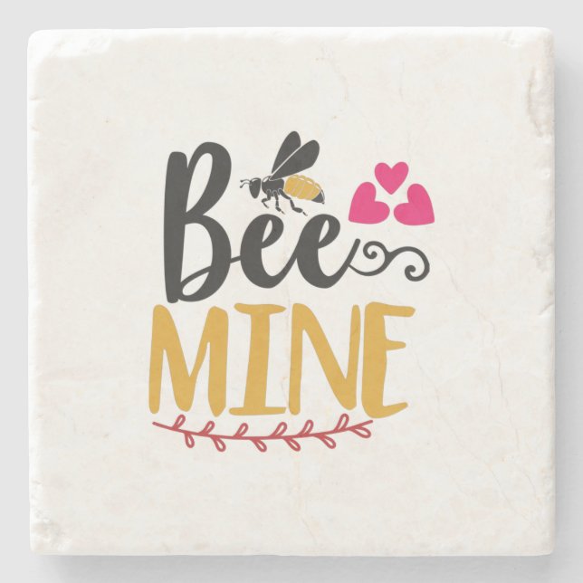 Couple Art Bee Mine Stone Coaster (Front)