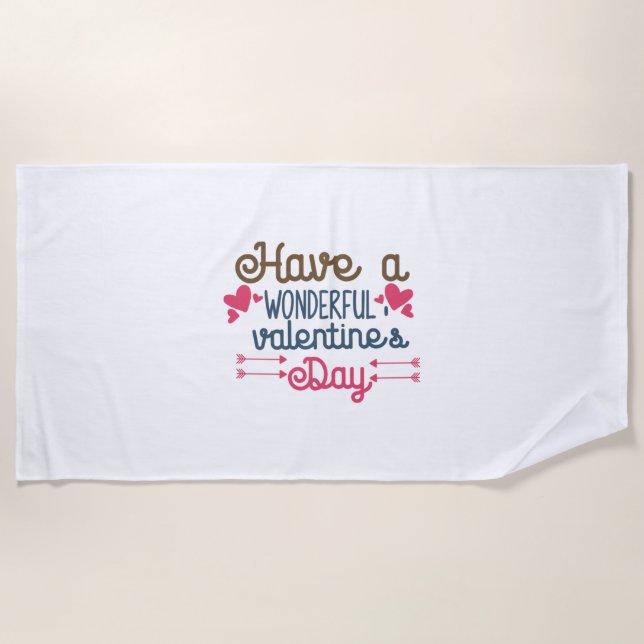 Couple Art Have A Wonderful Valentine's Day Beach Towel (Front)