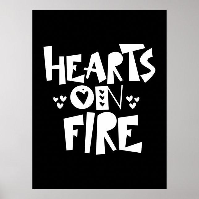 Couple Art Hearts On Fire Poster (Front)