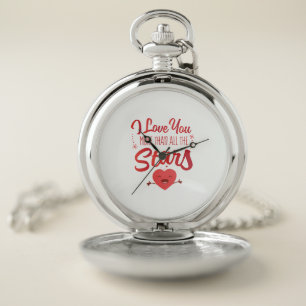 Couple Art I Love You More Than All The Stars Pocket Watch
