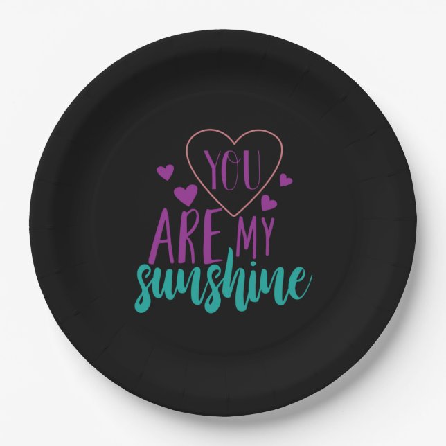 Couple Art You Are My Sunshine Paper Plates (Front)