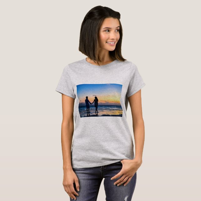Couple at Beach Design T-Shirt (Front Full)
