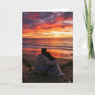Couple at ocean for sunset -Valentine, anniversary Card