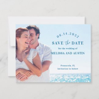 Couple at the Beach Save the Date Photo Card