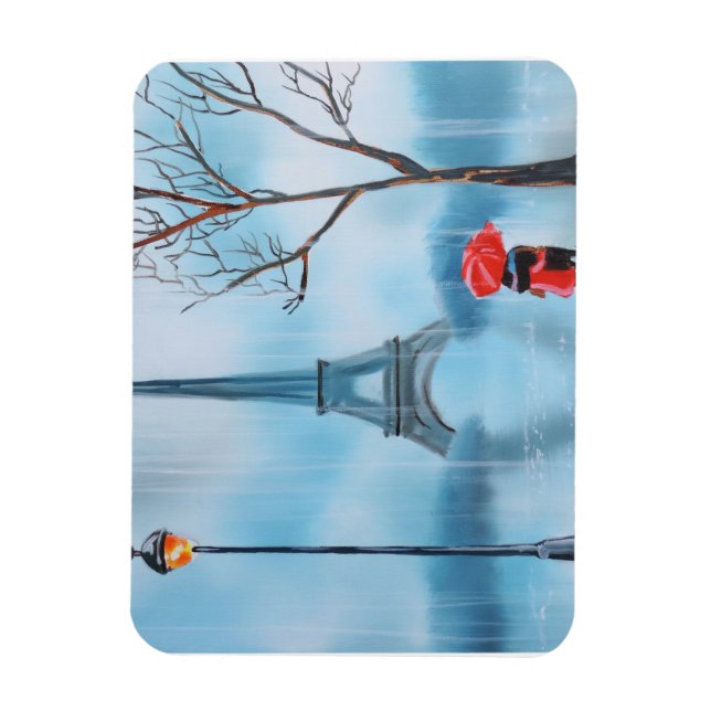Couple at the Eiffel Tower Paris painting Magnet (Vertical)
