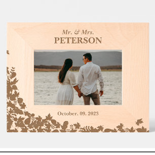 Couple Autumn Leaves Custom Wood Picture Frames