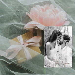 Couple B/W Photo & Names Wedding Blank Thank You