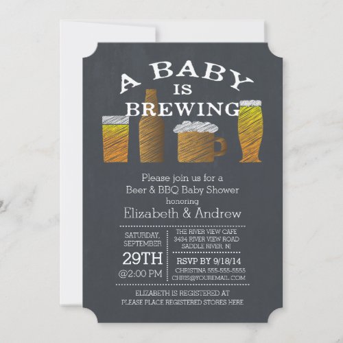 Couple Baby Brewing Barbecue Baby Shower Invitation