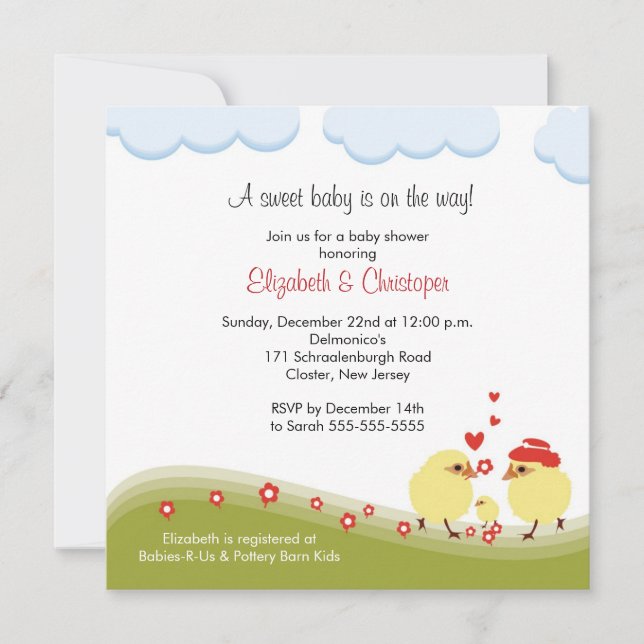 Couple Baby Shower Invitation Baby Chick (Front)