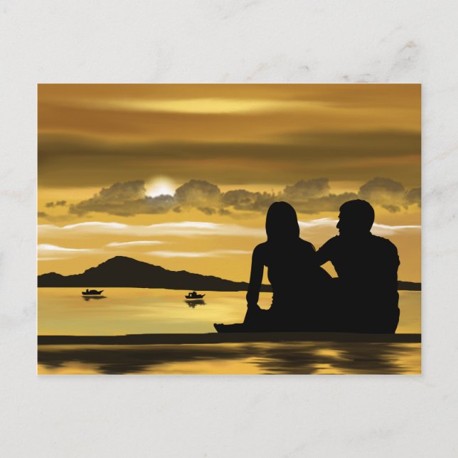Couple beach romance beautiful scenery postcard (Front)