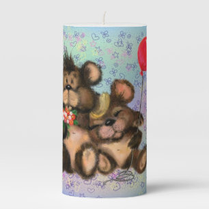 Couple Bear with Heart Balloon Candle