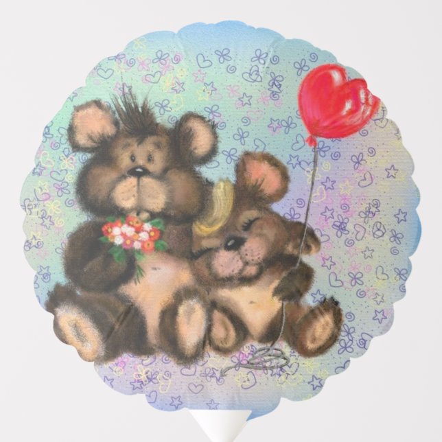Couple Bear with Heart Balloon Gift (Front)