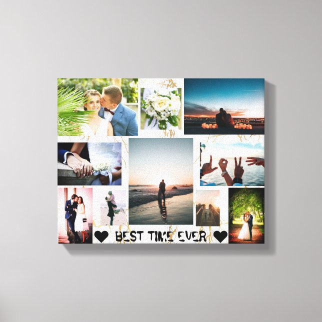 Couple BEST TIME EVER Personalized Collage Canvas Print (Front)