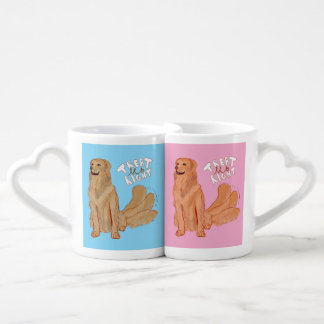 Couple Bestie Pride Heart Cute Cartoon Dog Quote Coffee Mug Set