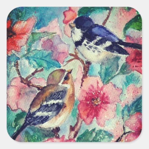 Couple Bird Sticker Spring _ Watercolor