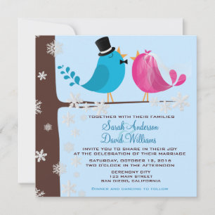 Couple Birds On Branch Wedding Invitation