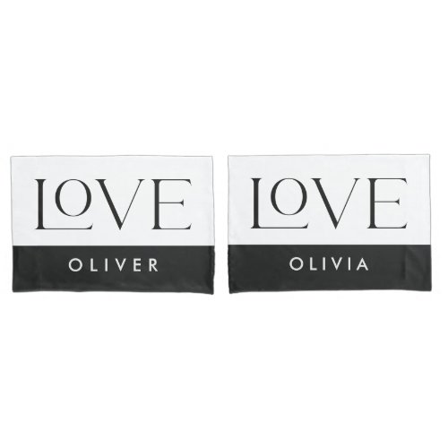 Couple black white serif love typography modern pillow case