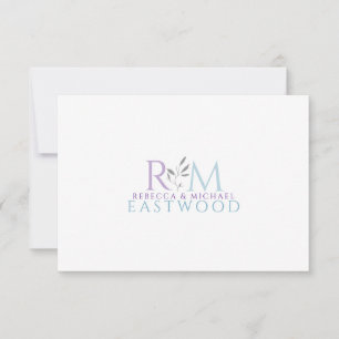 Couple Botanical Monogram Flat Note Card