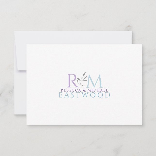 Couple Botanical Monogram Flat Note Card (Front)
