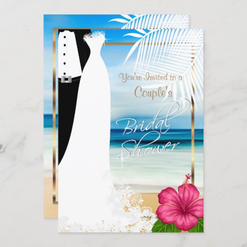 Couple Bridal Shower Beach Style Invitation