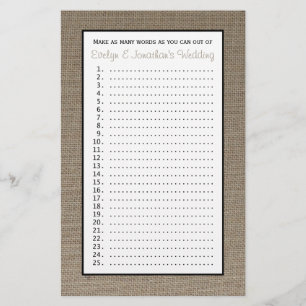 Couple Bridal Wedding Shower Games - Burlap