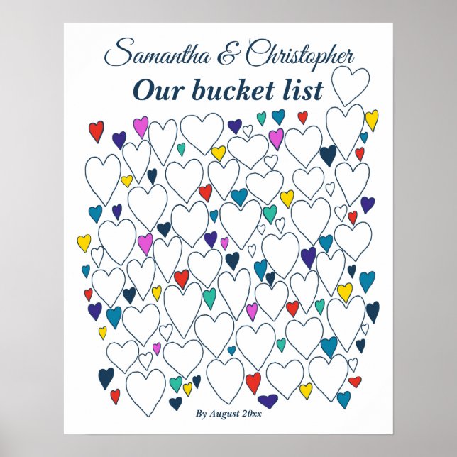 Couple Bucket List Bridal Shower Guest Book (Front)