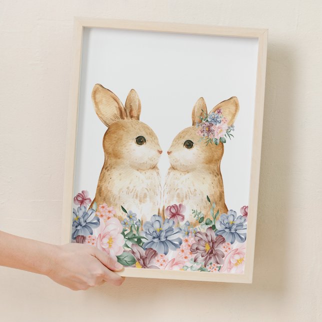 Couple Bunny Flower Woodland Nursery Decor (Couple Bunny Flower Woodland Nursery Decor)