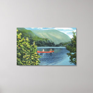 Couple Canoeing on a Lake Canvas Print