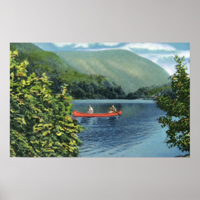 Couple Canoeing on a Lake Poster (Front)