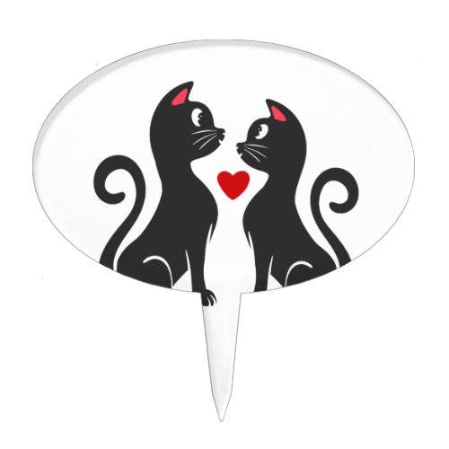 Couple cat fall in love _ Choose background color Cake Topper