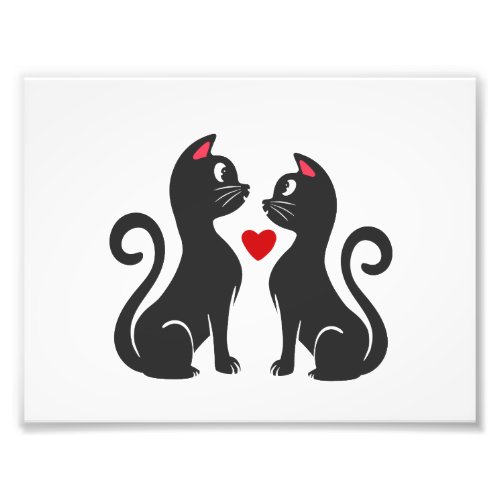 Couple cat fall in love _ Choose background color Photo Print