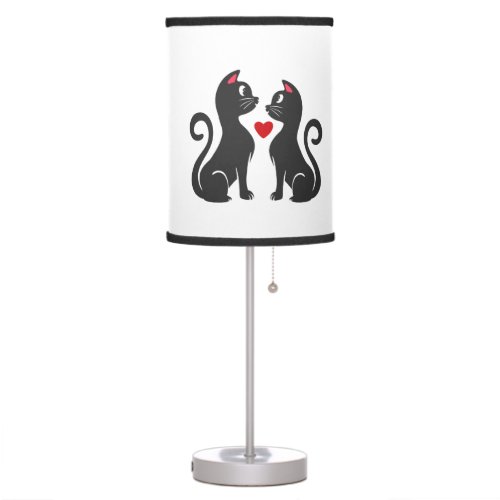 Couple cat fall in love _ Choose background color Table Lamp