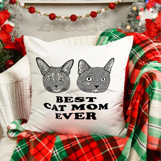Couple Cat Hand Drawing Personalized Christmas Throw Pillow (Creator Uploaded)