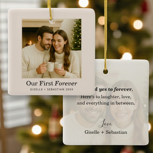 Couple Christmas Photo Personalized Keepsake Ceramic Ornament