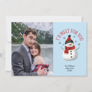 Couple Christmas Snowman Cute Custom Photo Holiday