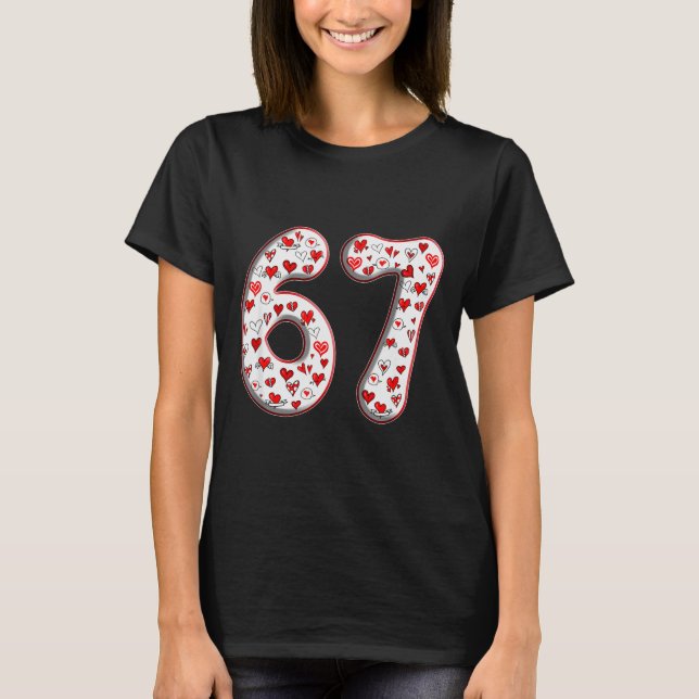 Couple Costume Duo 67 Meme Six Seven Valentines Da T-Shirt (Front)