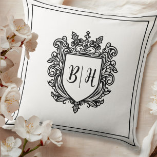Couple crest initials White Throw Pillow