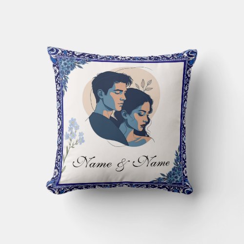 Couple Customizable Text  Throw Pillow