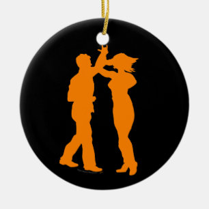 Couple Dance Spin Dancing Silhouette Ceramic Ornament