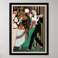 "Couple Dancing" George Barbier Art Deco 12 x16
