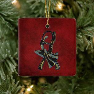 Couple dancing in the night ceramic ornament