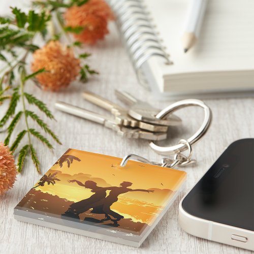 Couple Dancing On The Beach Keychain