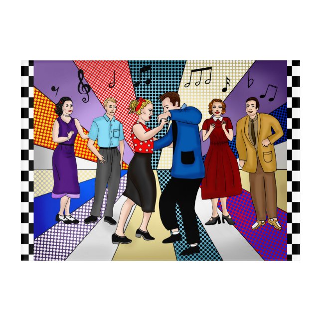 Couple Dancing  | Retro Nostalgic 1950's Acrylic Print (Front)