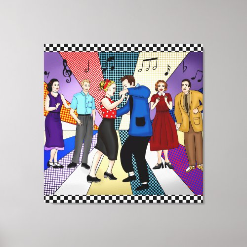 Couple Dancing   Retro Nostalgic 1950s   Canvas Print