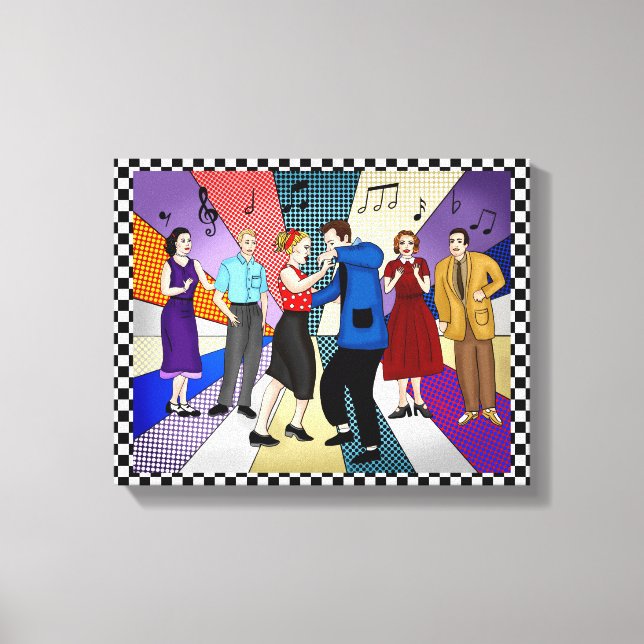 Couple Dancing  | Retro Nostalgic 1950's Canvas Print (Front)