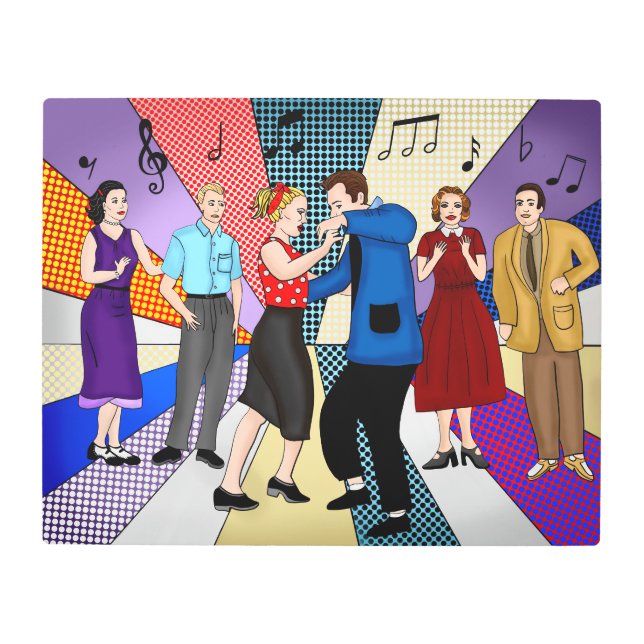 Couple Dancing  | Retro Nostalgic 1950's    Metal Print (Front)