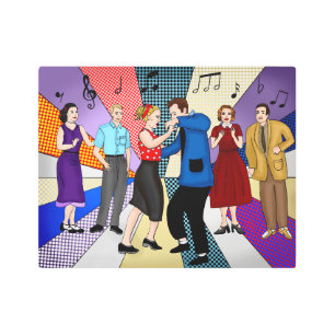 Couple Dancing Retro Nostalgic 1950's Metal Print
